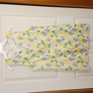 Cynthia Rowley cotton a-line sleeveless mini dress - 12 - pale pink lemon print